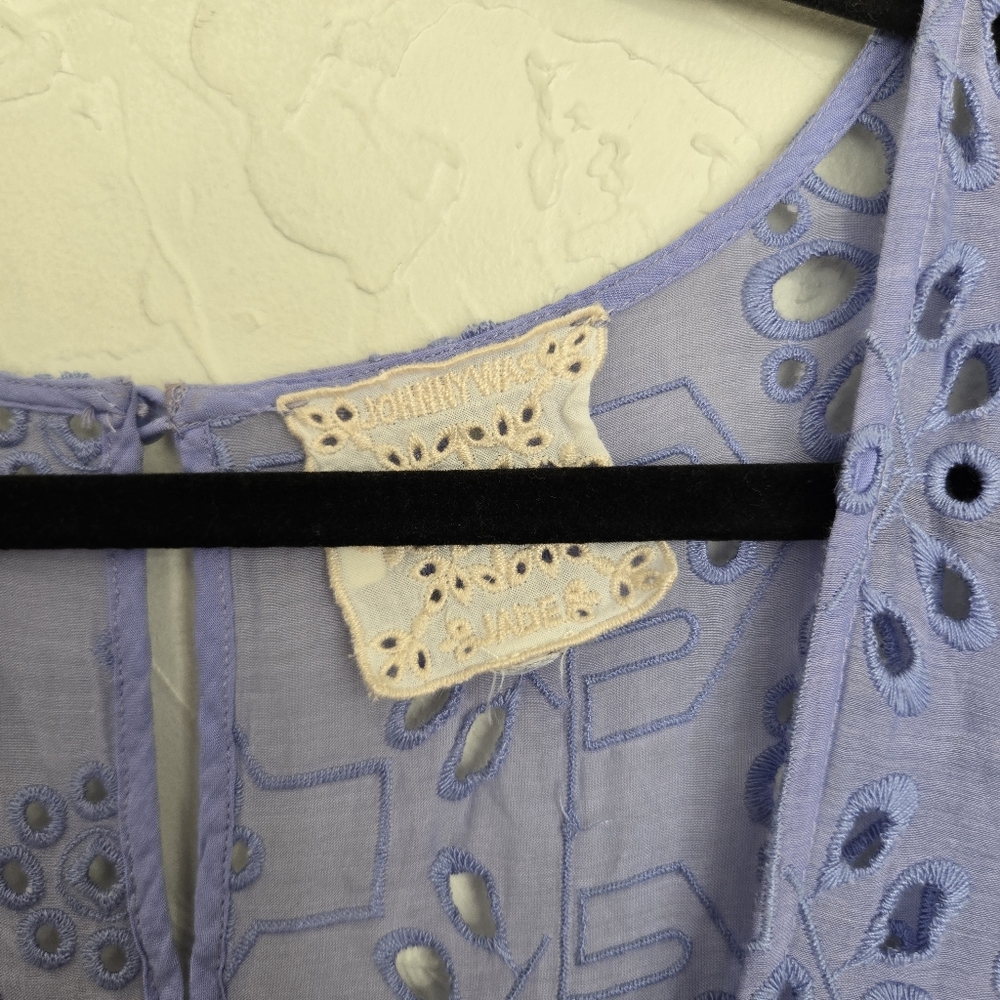 Johnny Was Boho Castillo Eyelet Periwinkle Purple Tiered Dress, XL - Picture 11 of 12